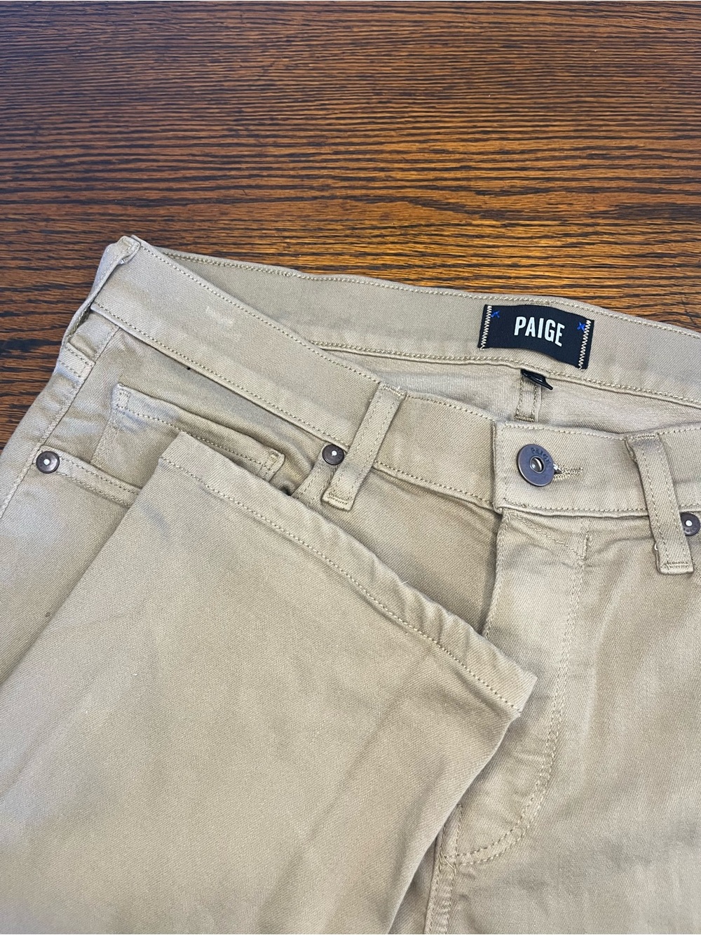 Paige Federal Sateen Chino Pants Mens 32x32 Tan Brown Slim Straight Stretch